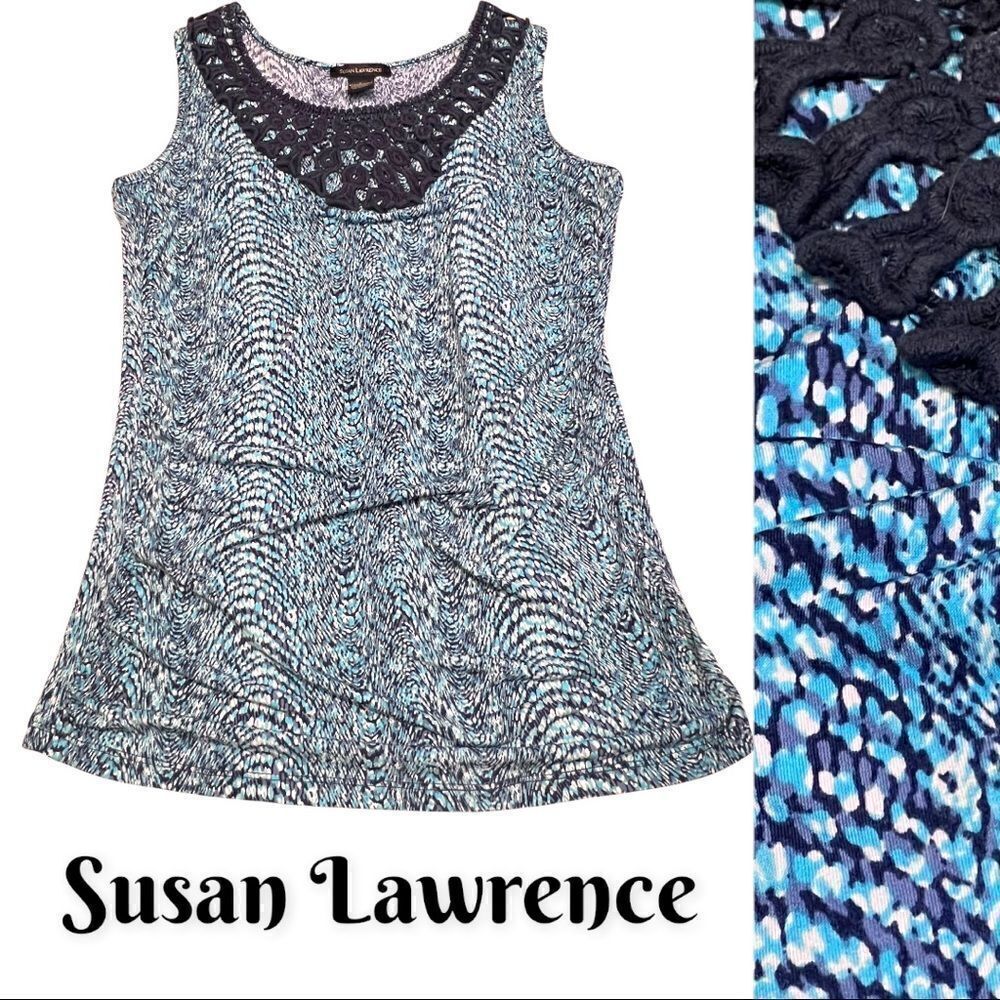 Woman’s Susan Lawrence Crochet collar Stretchy Tank small